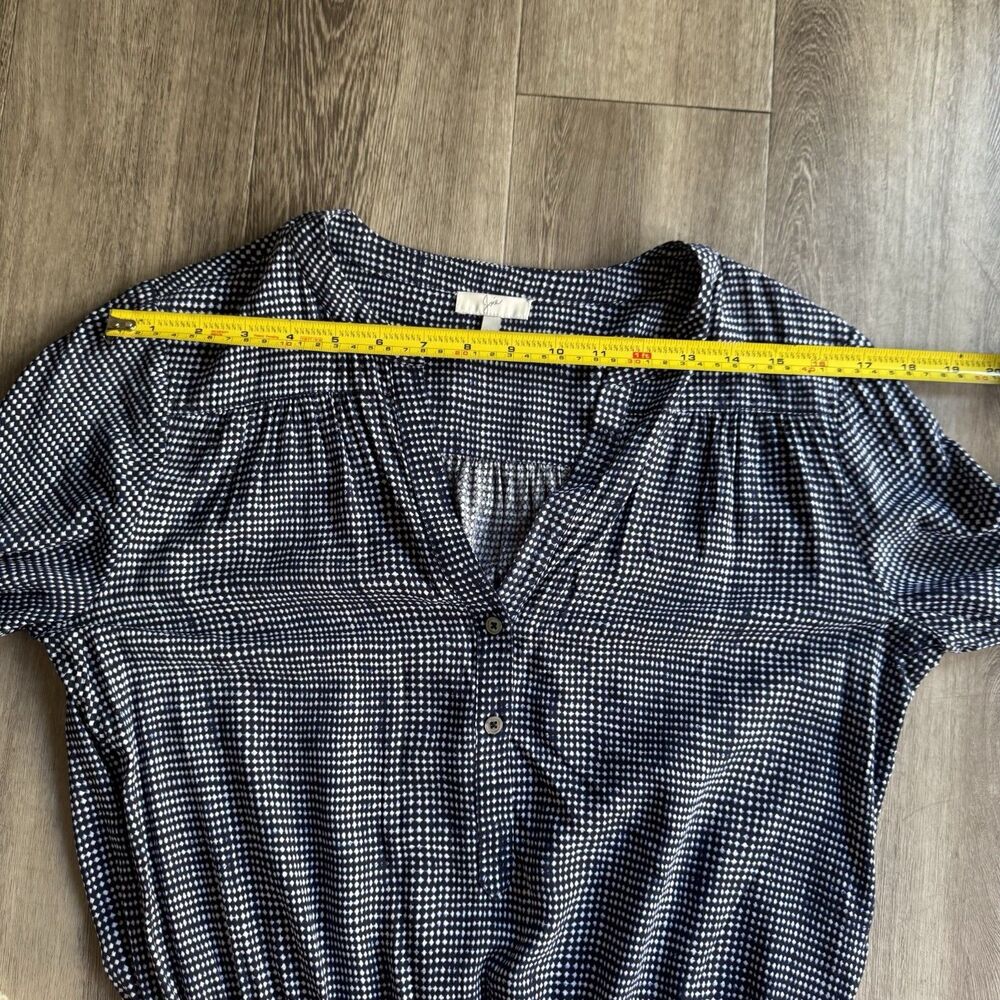 Joie Acey Button-Front Blue Soft Dress Size M Long Roll Tab Sleeve Euro Vacation - Picture 12 of 14